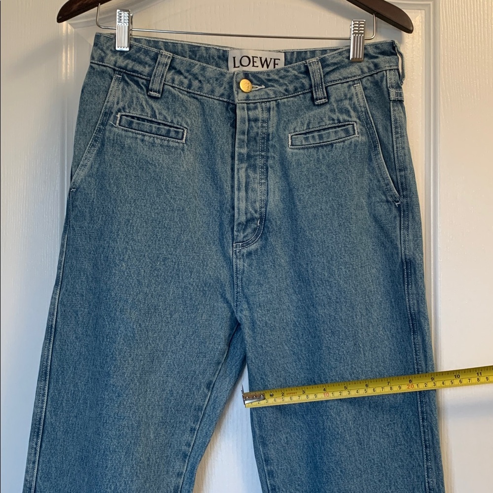 LOEWE Blue Denim Women’s Jeans with Embroidered Cuffs - Picture 9 of 16